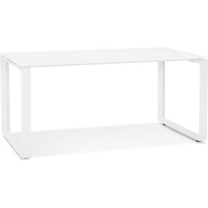 ALTEREGO Bureau droit design 'BAKUS' en verre et metal blanc - 160x80 cm