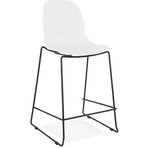 ALTEREGO Tabouret snack mi-hauteur 'BERLIN MINI' blanc empilable moderne