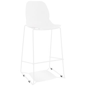 ALTEREGO Tabouret de bar design empilable 'BERLIN' blanc avec pied en metal blanc