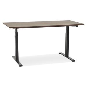 ALTEREGO Bureau assis-debout électrique 'BIONIK'avec plateau en bois finition Noyer et pied en métal noir - 150x70 cm