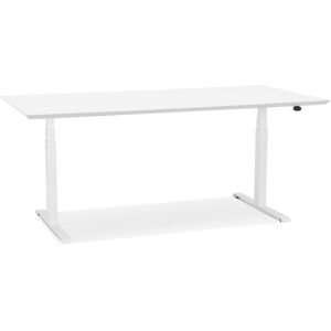 ALTEREGO Bureau assis-debout electrique 'BIONIK'avec plateau en bois et metal blanc - 180x90 cm