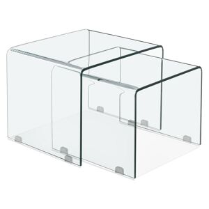 ALTEREGO Set de 2 tables gigognes design emboîtables 'BOBBY DOUBLE SIDE' en verre transparent - Publicité