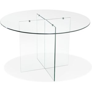 ALTEREGO Table de salle a manger ronde en verre 'BOBBY TABLE ROUND' design - Ø 120 cm