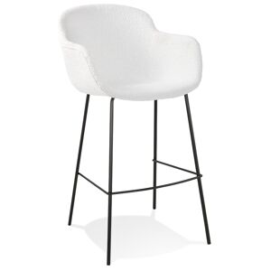 ALTEREGO Tabouret de bar design 'CADRIX' en tissu bouclé blanc