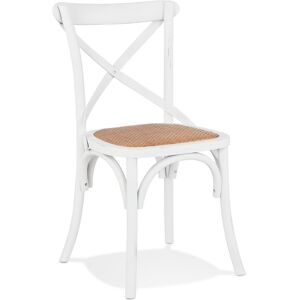 ALTEREGO Chaise de cuisine retro 'CHABLY' en bois blanc