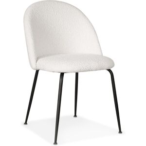 ALTEREGO Chaise design 'CHELBI' en tissu boucle blanc et metal noir