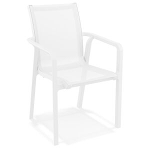 ALTEREGO Chaise de jardin avec accoudoirs 'CINDY' en matiere plastique blanche empilable