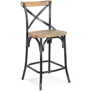 ALTEREGO Tabouret snack mi-hauteur 'COTTAGE MINI' en bois finition Noyer effet vieilli noir