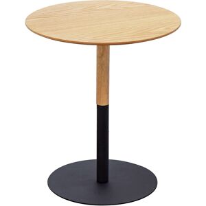 ALTEREGO Table d'appoint ronde 'DILA H45' en bois finition naturelle et metal noir