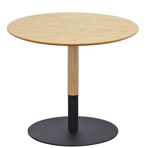 ALTEREGO Table basse design ronde 'DILA H40' en bois finition naturelle et métal noir