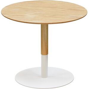 ALTEREGO Table basse design ronde 'DILA H40' en bois finition naturelle et metal blanc