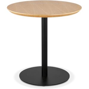 ALTEREGO Petite table à diner 'DEXTER' ronde en bois finition naturelle et métal noir - Ø 60 cm