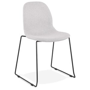 ALTEREGO Chaise design empilable 'DISTRIKT' en tissu gris clair avec pieds en metal noir