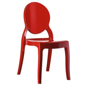 ALTEREGO Chaise medaillon 'ELIZA' rouge en matiere plastique