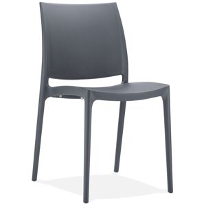 ALTEREGO Chaise design 'ENZO' en matiere plastique gris fonce