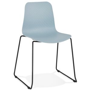ALTEREGO Chaise moderne 'EXPO' bleue avec pieds en métal noir
