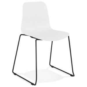 ALTEREGO Chaise moderne 'EXPO' blanche avec pieds en metal noir
