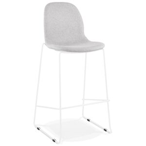 ALTEREGO Tabouret de bar empilable 'FAKIR' en tissu gris clair et pied en metal blanc