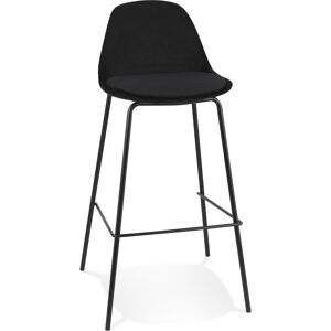 ALTEREGO Tabouret de bar 'FENTON' en velours noir et pied en metal noir