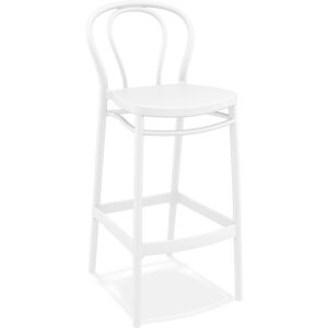 ALTEREGO Tabouret de bar 'FERDINAND' intérieur / extérieur en matière plastique blanche