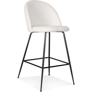 ALTEREGO Tabouret de bar 'FLEURO' en tissu bouclé blanc et métal noir - commande par 2 pièces / prix pour 1 pièce - Publicité