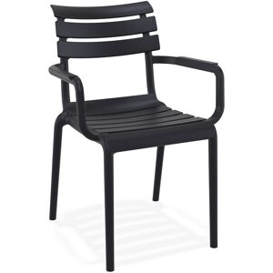 ALTEREGO Chaise de jardin avec accoudoirs 'FLORA' noire en matiere plastique