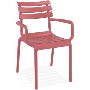 ALTEREGO Chaise de jardin avec accoudoirs 'FLORA' rouge en matiere plastique