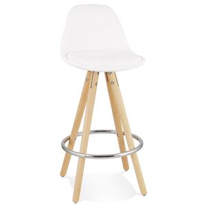 ALTEREGO Tabouret snack mi-hauteur 'FLORENCE MINI' en tissu bouloche blanc style scandinave