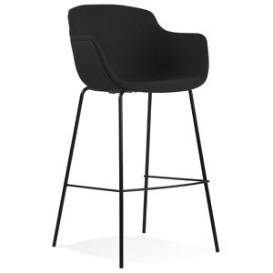 ALTEREGO Tabouret de bar avec accoudoirs 'FORTI' en tissu noir