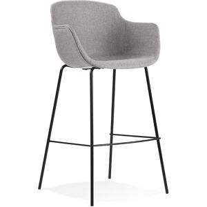 ALTEREGO Tabouret de bar avec accoudoirs 'FORTI' en tissu gris clair