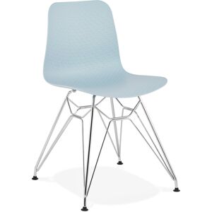 ALTEREGO Chaise design 'GAUDY' bleue avec pied en métal chromé