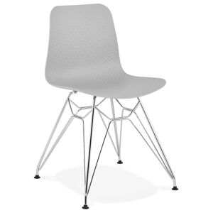 ALTEREGO Chaise design 'GAUDY' grise avec pied en métal chromé