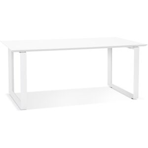 ALTEREGO Grand bureau droit de direction 'GIMINI' en bois et metal blanc - 180x90 cm