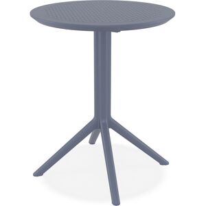 ALTEREGO Table pliable ronde 'GIMLI' en matiere plastique gris fonce - interieur / exterieur - Ø 60 cm