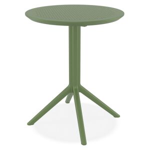 ALTEREGO Table pliable ronde 'GIMLI' en matiere plastique verte - interieur / exterieur - Ø 60 cm