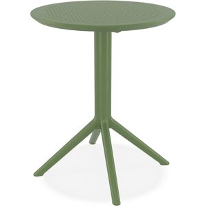 ALTEREGO Table pliable ronde 'GIMLI' en matière plastique verte - intérieur / extérieur - Ø 60 cm