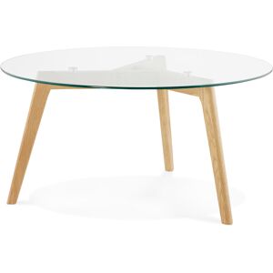 ALTEREGO Table basse de salon ronde 'GLAZY' en verre