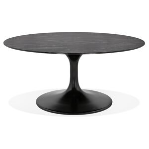 ALTEREGO Table basse de salon 'GOST MINI' en verre effet marbre noire et ronde - Publicité