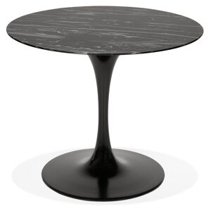 ALTEREGO Table à manger design 'GOST' ronde noire en verre effet marbre - Ø 90 CM