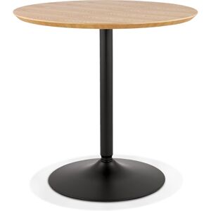 ALTEREGO Table ronde design 'HUSH' en bois finition naturelle et metal noir - Ø 80 cm