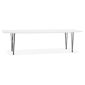 ALTEREGO Table à dîner design extensible 'HUSKI' blanche avec pieds noirs style industriel - 170(270)x100 cm
