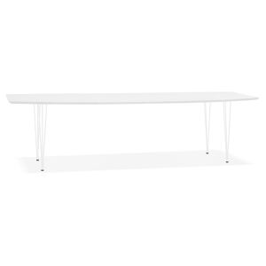 ALTEREGO Table à dîner design extensible 'HUSKI' blanche avec pieds en métal blanc - 170(270)x100 cm