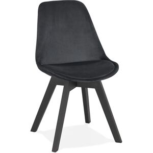 ALTEREGO Chaise en velours noir 'JOE' avec structure en bois noir