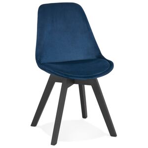 ALTEREGO Chaise en velours bleu 'JOE' avec structure en bois noir
