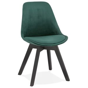 ALTEREGO Chaise en velours vert 'JOE' avec structure en bois noir