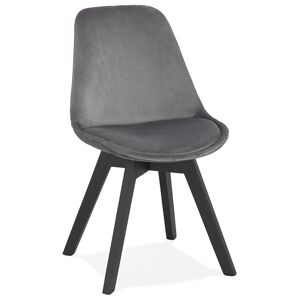 ALTEREGO Chaise en velours gris 'JOE' avec structure en bois noir