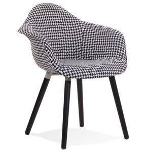 ALTEREGO Chaise design avec accoudoirs 'LARA' en tissu pied de poule noir et blanc