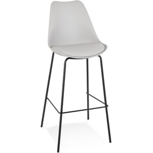 ALTEREGO Tabouret de bar design 'LEMON' gris avec pied en métal noir