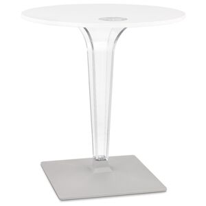 ALTEREGO Table de terrasse ronde 'LIMPID' blanche interieur/exterieur - Ø 68 cm