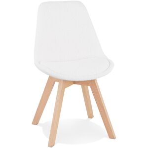 ALTEREGO Chaise design 'LINETTE' en tissu bouloché blanc style scandinave